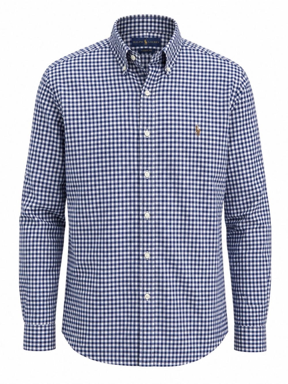 Ralph Lauren Slim Fit Stretch Oxford Button Up Shirt Mens XXL Blue Gingham Check